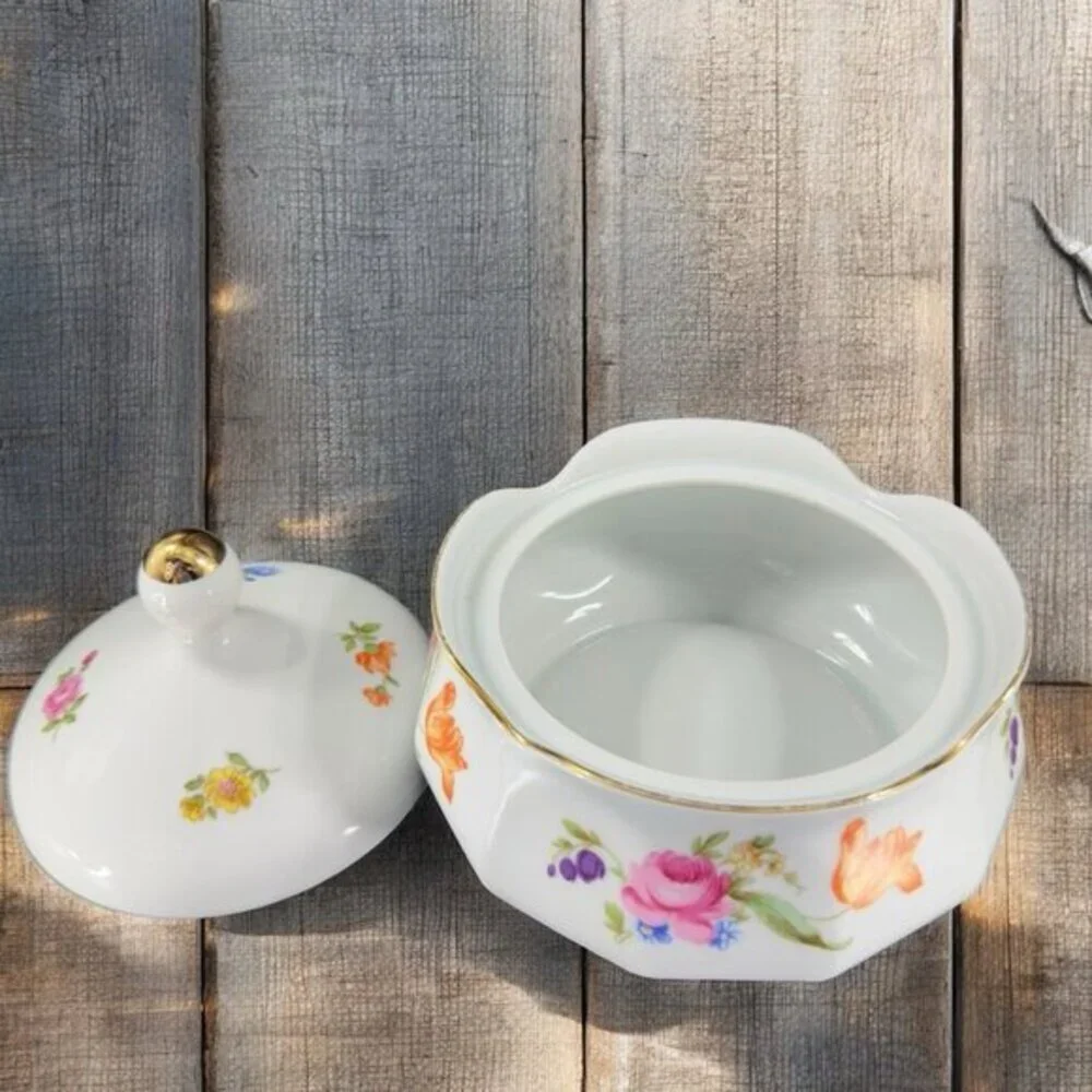 JL Menau Graf Von Henneberg Fine Porcelain Canister Jar Large‎ Sugar Bowl W Lid